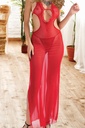 Miorre Yırtmaç Detail Long Nightgown Set  - RED