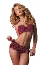 Miorre Push-Up Padded Lace Detailed Bra Set  - BURGUNDY