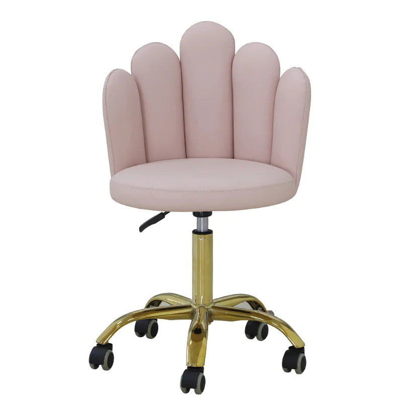 5-Finger Beautician Stool with gold finish | Pink