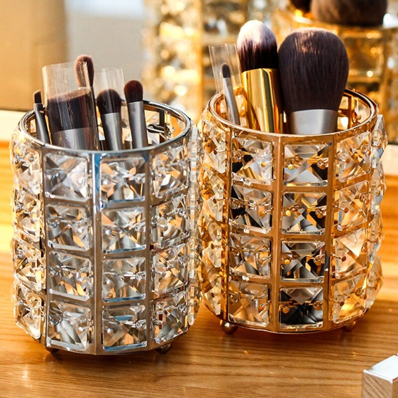 Crystal Brush Holder Round