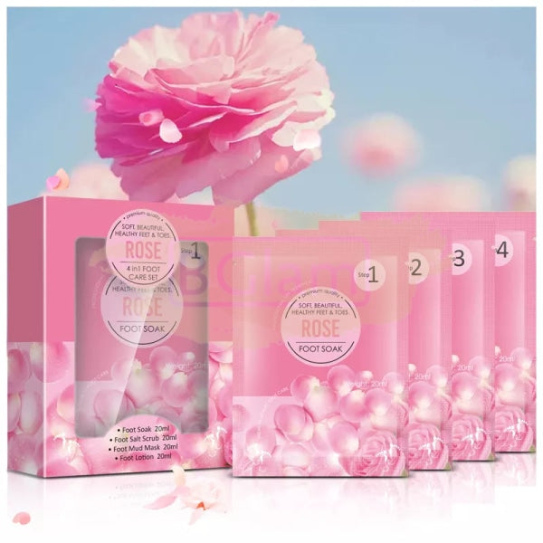4-in-1 Foot Care Set (Foot Soak, Foot Salt Scrub, Foot Mud Mask & Foot Lotion) - Rose