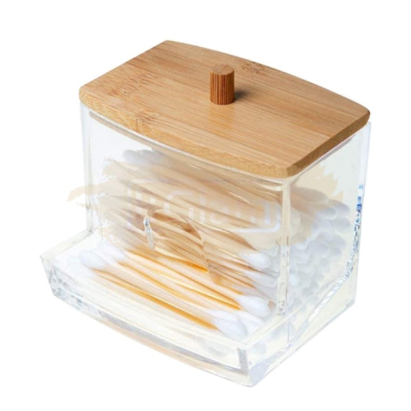 Acrylic Container with Bamboo Lid M-299 - Qtip Dispenser (container only)