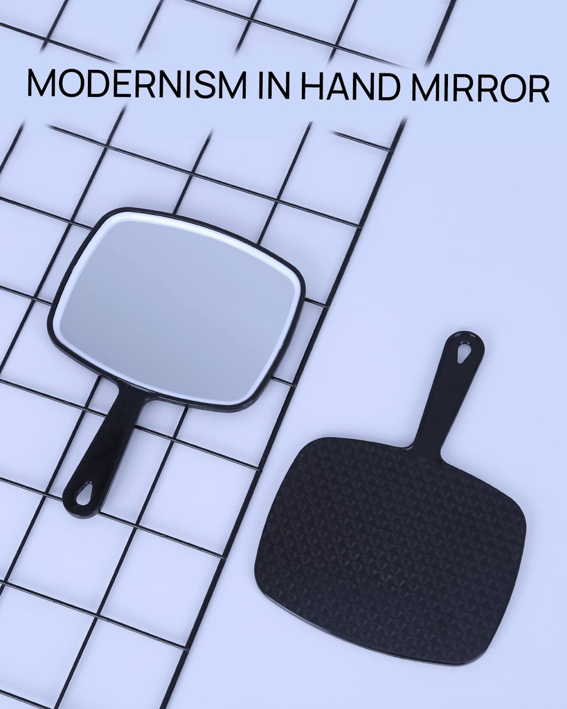Handheld Mirror Black with single handle - black