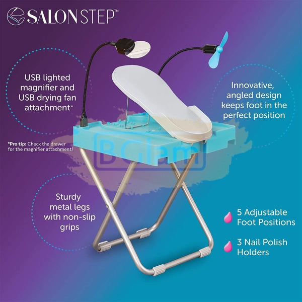 Foldable Deluxe Beauty Footrest with LED Magnifier and Fan