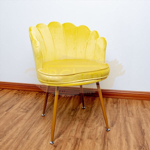 Modern Classic Luxury Comfortable Shell Velvet Accent Chair - Yellow