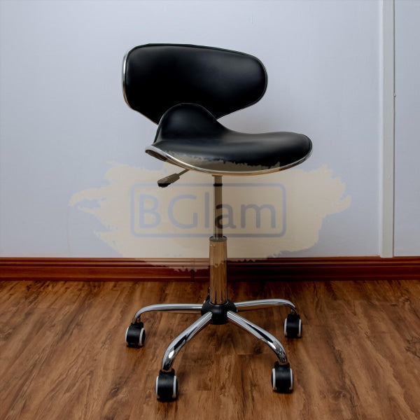 Modern Shell Shape Drafting Chair with wheels | Black
