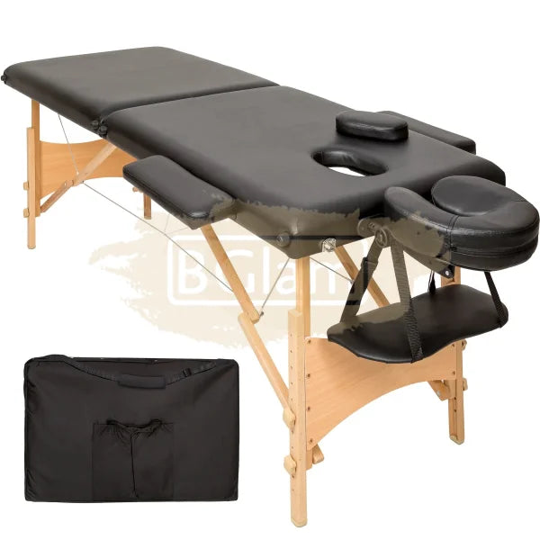 Portable Massage Spa Bed | Wood | 2 Zones | Black