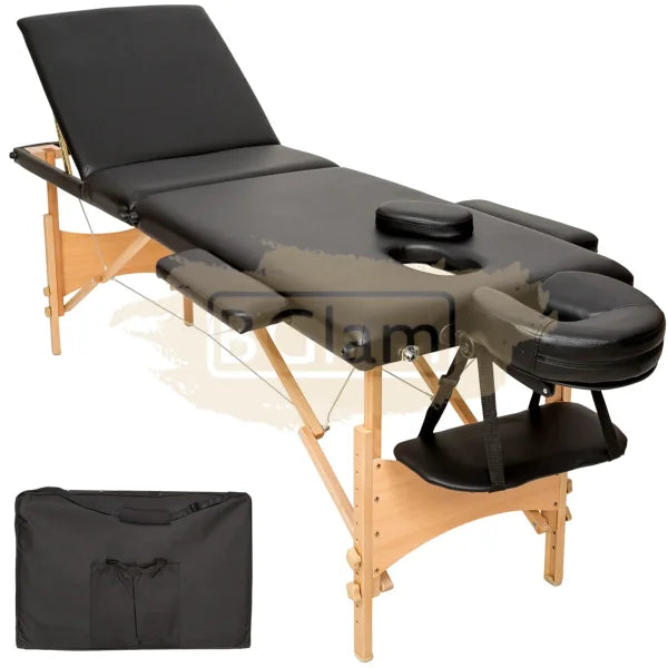 Portable Massage Spa Bed | Wood | 3 Zones | Black