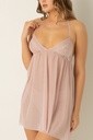 Miorre Transparent Backless Lace Detailed Nightgown Set - PINK