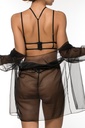 Miorre Silver Butterfly Transparent Bralet and Dressing Gown  - BLACK