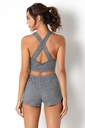 Miorre Tulle Detailed Back Cross Strap Sports Shorts Bustier Set  - GRAY MELANGE