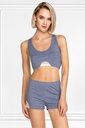 Miorre Melange Tulle Detailed Back Cross Strap Sports Shorts Bustier Set  - BLUE MELANGE