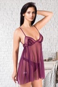 Miorre Thin Strap Open Back Transparent Nightgown Set  - PURPLE