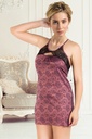 Miorre Lace Detailed Satin Nightgown with Cross-Strap Back  - NAVY BLUE