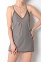 Chemise de nuit fantaisie à passepoils Miorre Eudora - GRIS