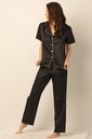 Miorre Women's Satin Pajamas Set  - BLACK