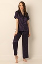 Miorre Women's Satin Pajamas Set  - DARK PURPLE
