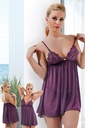 Ensemble Babydoll Miorre à fines bretelles en guipure et tulle laqué - VIOLET