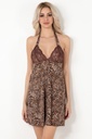 Miorre   Stone Detailed Halterneck Nightgown Set  - LEOPARD