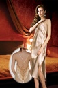 Miorre Low-Cut Guipure Slit Satin Nightgown Set  - PAPAYA