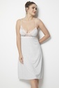 Miorre Adjustable Strap Lace Combed Cotton Nightgown Under Bust  - GRAY MELANGE