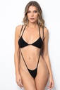 Miorre Long Connected Fancy Bra String Set  - BLACK