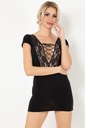 Miorre Lace Coar Super Mini Dress  - BLACK