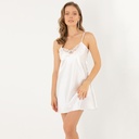 Miorre Thin Strap Guipure Mini Satin Nightgown - CRUS