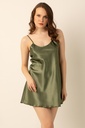 Chemise de nuit mini en satin à fines bretelles Miorre BASE GREEN
