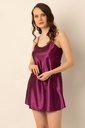 Chemise de nuit mini en satin à fines bretelles Miorre DARK DAMSON