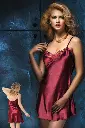 Miorre Thin Strap Guipure Mini Satin Nightgown - FLAME RED