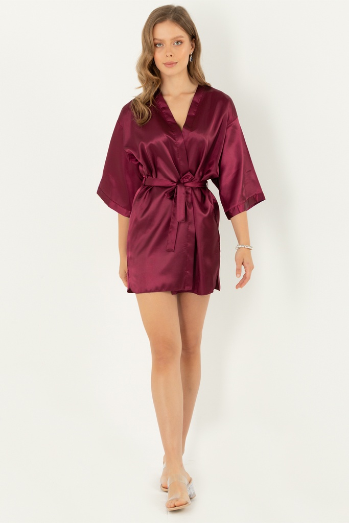 Robe de chambre en satin avec ceinture Miorre - Bordeaux