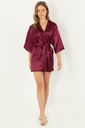 Robe de chambre en satin avec ceinture Miorre - Bordeaux