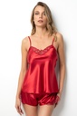 Ensemble short en satin guipure à fines bretelles Miorre - ROUGE FLAMME