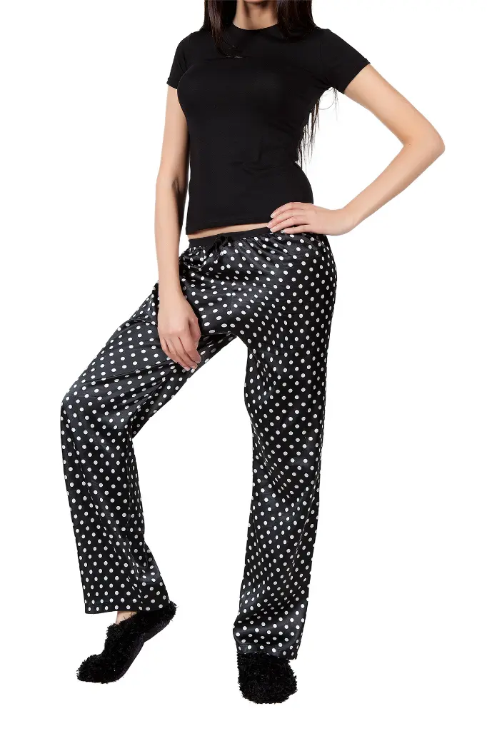 Bas de pyjama en satin à pois Miorre - NOIR BLANC
