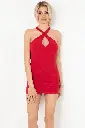 Robe courte croisée dans le dos Miorre - ROUGE