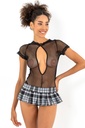 Miorre Mesh Paid Skirt Costume Set  - BLACK