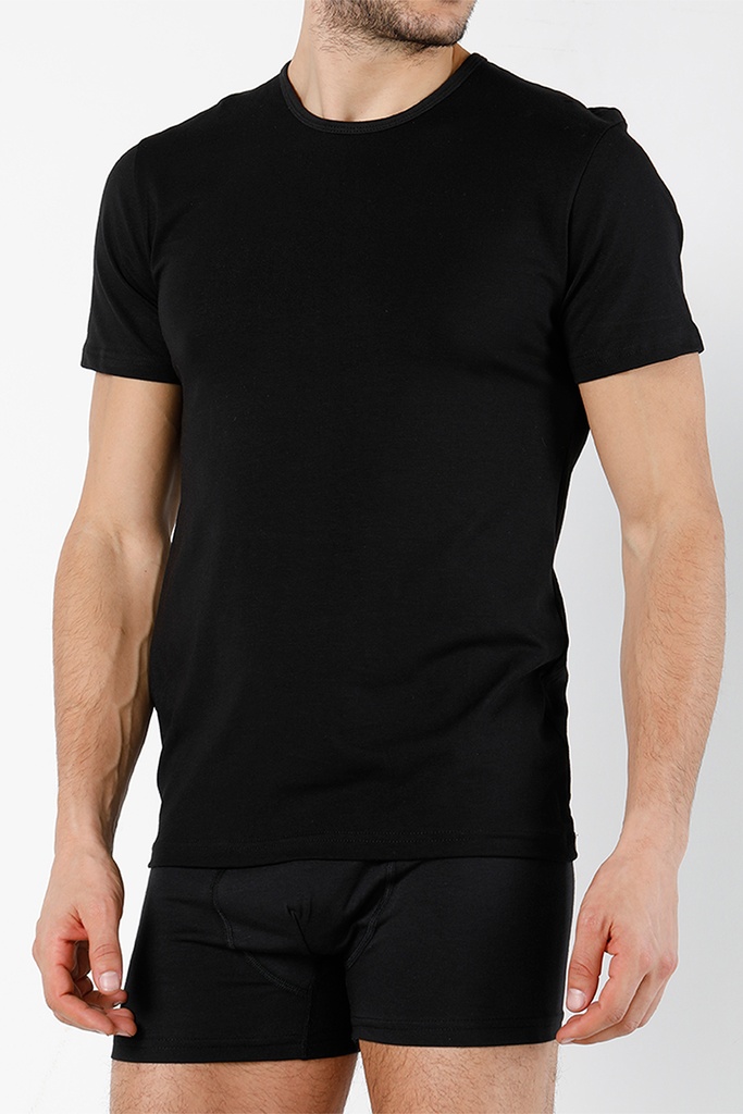 Miorre Modal Stretch V-Neck Short Sleeve Undershirt  - BLACK