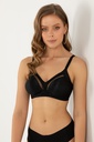 Miorre Non-wired Lace Detailed Minimizer Contouring Bra  - BLACK