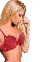 Ensemble soutien-gorge fantaisie en dentelle sans armatures Miorre Pluma - ROUGE