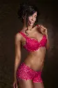 Ensemble soutien-gorge push-up rembourré à passepoils croisés Miorre - FUCHIA