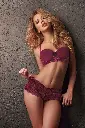Miorre Push-Up Padded Lace Detailed Bra Set  - BURGUNDY