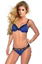 Miorre Push-Up Padded Lace Strap Bra Set  - NIGHT BLUE