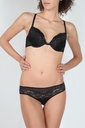Miorre Push-Up Padded Strapless Lace Bra Set  - BLACK