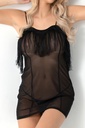 Chemise de nuit en tulle avec détails à pompons Miorre - NOIR