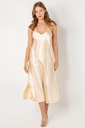 Miorre Low-Cut Guipure Slit Satin Nightgown Set - PAPAYA