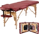 Portable Massage Spa Bed 180*60cm | Wood | 3 Zones | Burgundy