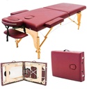 Portable Massage Spa Bed 185*60cm | Wood | 2 Zones | Burgundy