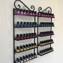 5-Tier Wall-Mounted Iron Nail Polish Display Rack (1 pair) | Black (rack only)
