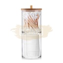 Acrylic Container with Bamboo Lid M-301- Qtip & Cotton Rounds Dispenser (container only)